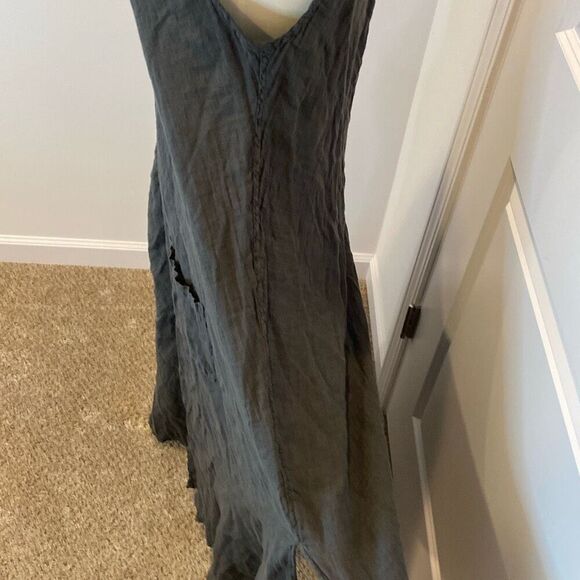 CP Shades Linen Maxi Dress Gray Sleeveless Pockets Minimalist Lagenlook MEDIUM - Picture 7 of 11
